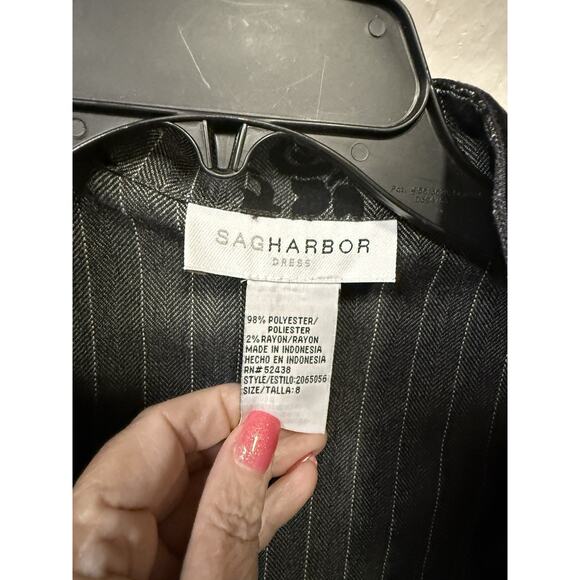 Sag Harbor Women's Gray Pin Stripe Paisley Long Sleeve Pant Suit Set Sz 8 - Picture 5 of 9